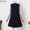 ZANZEA Abito estivo casual senza maniche con scollo rotondo da donna