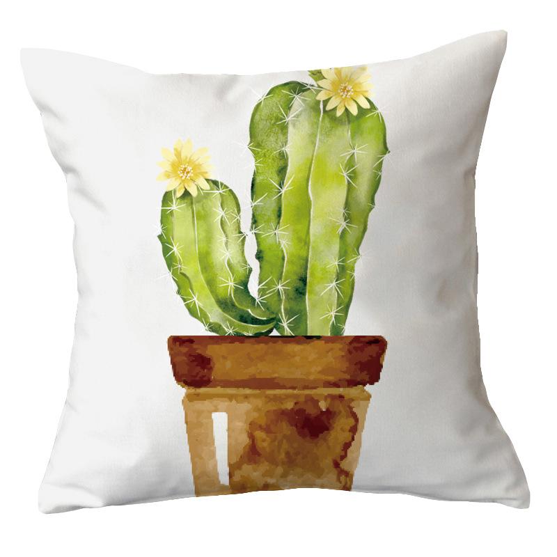 Office Chair Cushion Home Pillow Case Ins Plush Printed Pillow Case Green Plant Nordic Style Pillow