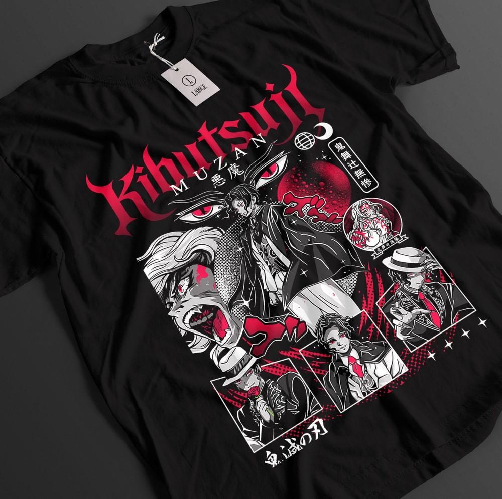 

Рубашка Истребитель демонов Футболка Мудзан Футболка Тандзиро KNY Доума Аниме Аказа Топ Кокушибо Футболка S