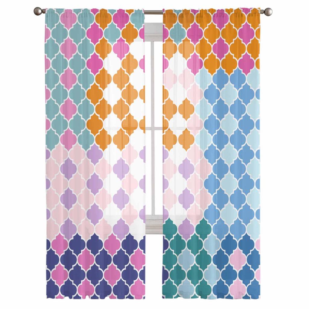 Retro Moroccan Modern Simple Fashion Sheer Curtains Modern Gauze Curtain for Living Room Bedroom Voile Yarn Curtains