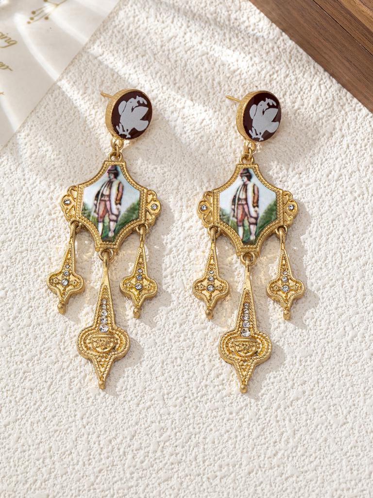 Personalized Royal Oil Painting Meteor Pendant Earrings Light Luxury Simple Trend Earrings