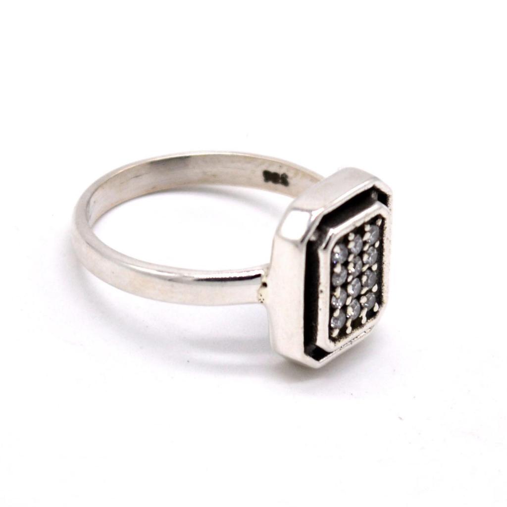 925 Sterling Silver CZ Handmade Women Ring, Anniversary Gift Ring, Wedding Gift Ring, Square Men Simple Ring