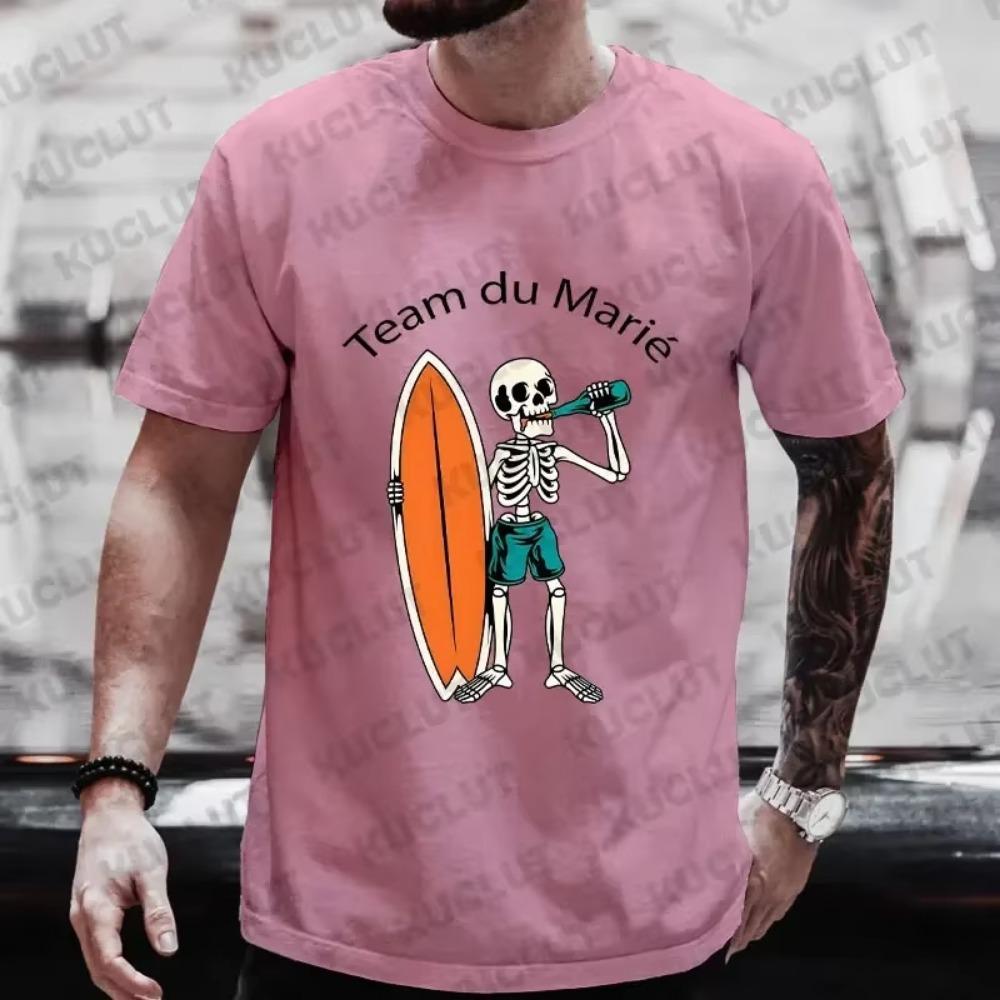 Französisches EVG Team Zukünftiger Bräutigam T-Shirt Mode Bier trinken Skelett Grafik Tops Hochzeits-Tees Junggesellenabschieds-Shirts