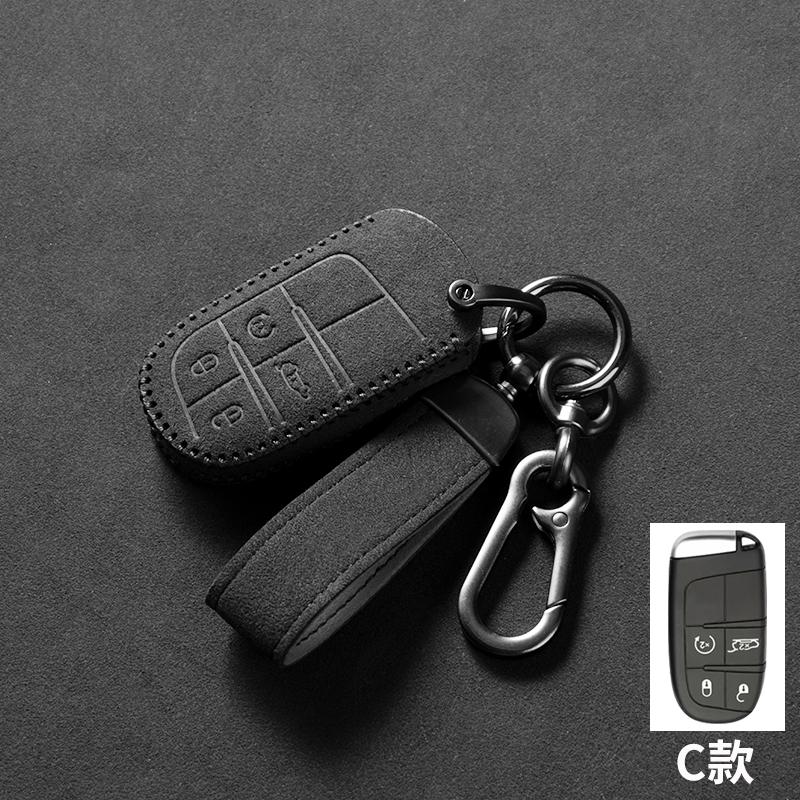 Sport Suede Leather Car Remote Key Case Cover For Jeep Wrangler Renegade Compass Grand Cherokee Chrysler 300C Dodge Ram Car