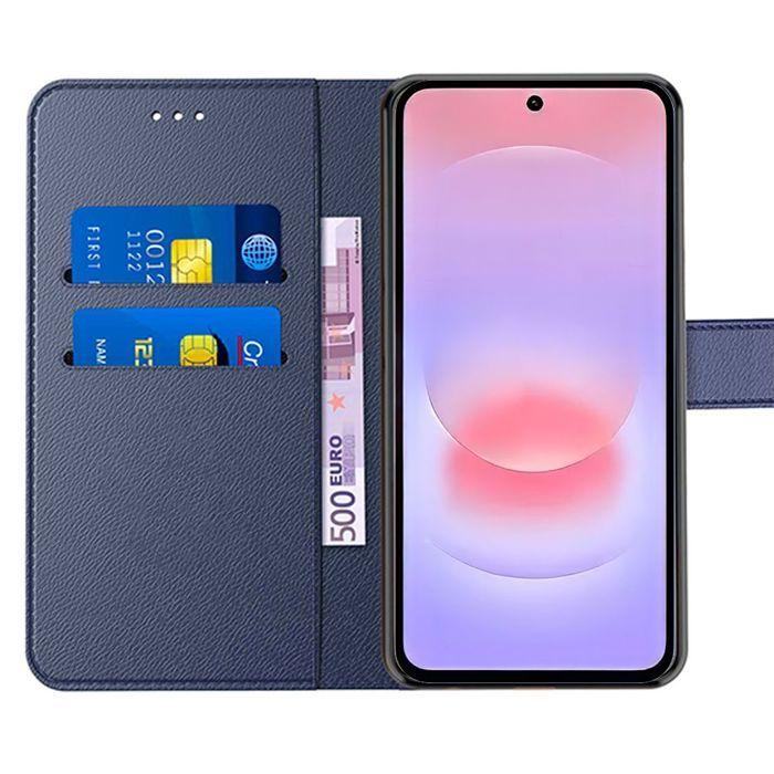 Coque pour Samsung Galaxy A37 5G, Protection Intégrale Anti-Rayures Antichoc Synthécuir Bleu Marine