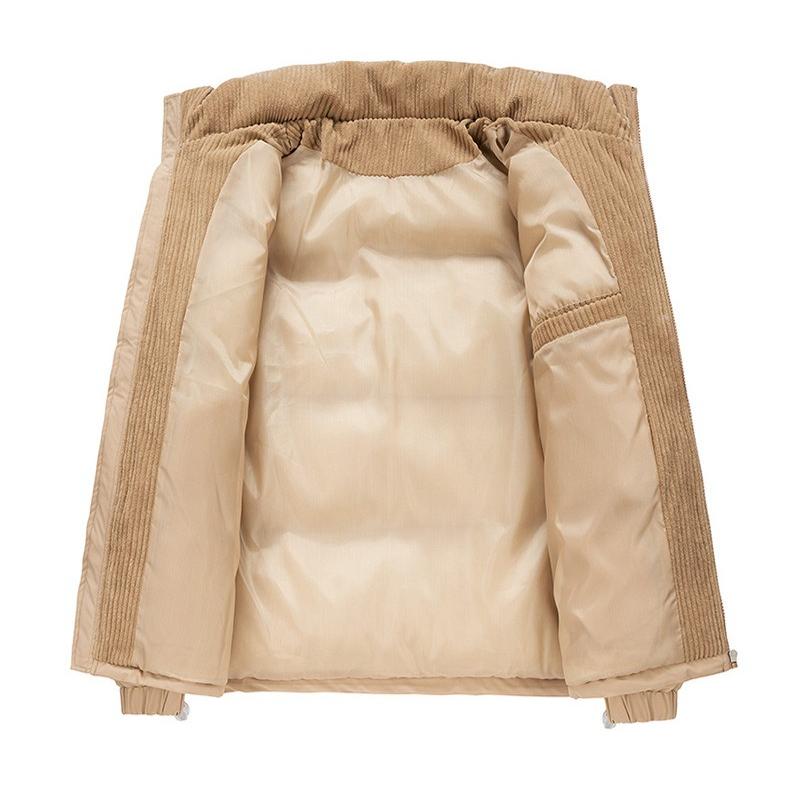 Corduroy Down Jacket Men's Color-blocking Collared Cotton-padded Jacket Trendy Cotton-padded Jacket