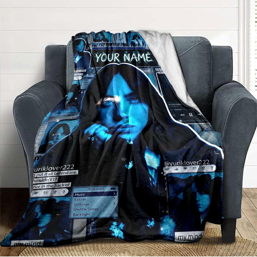 Name Custom Billie Print Flannel Blanket High Quality Warm Comfortable Cover for All Seasons Perfect for Gifts Home Decor