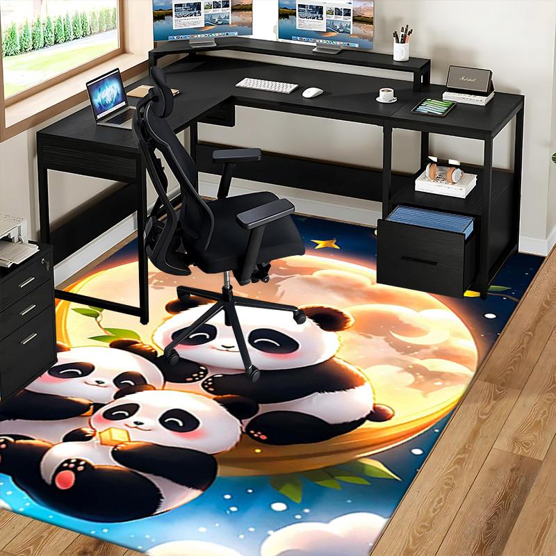 1pc Panda Friends Chair Mat - Anime Cartoon Design, Non-Slip Carpet for Office and Home Decor, Suitable for All Seasons.H080