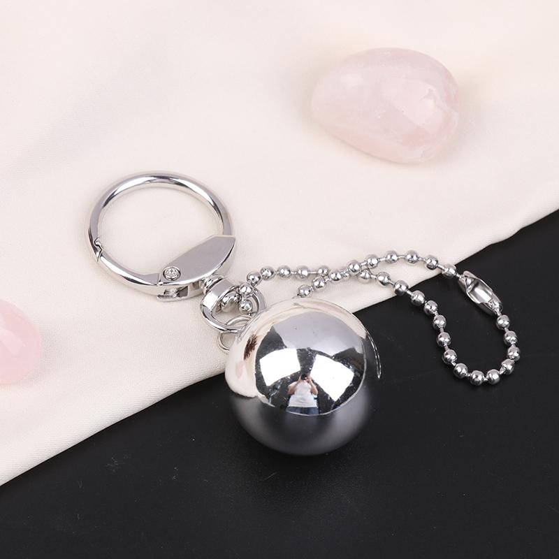 Korean Cool Metal Big Ball Pendant Keychain Simple Bag Charm Decor Earphone Case Accessories Gift