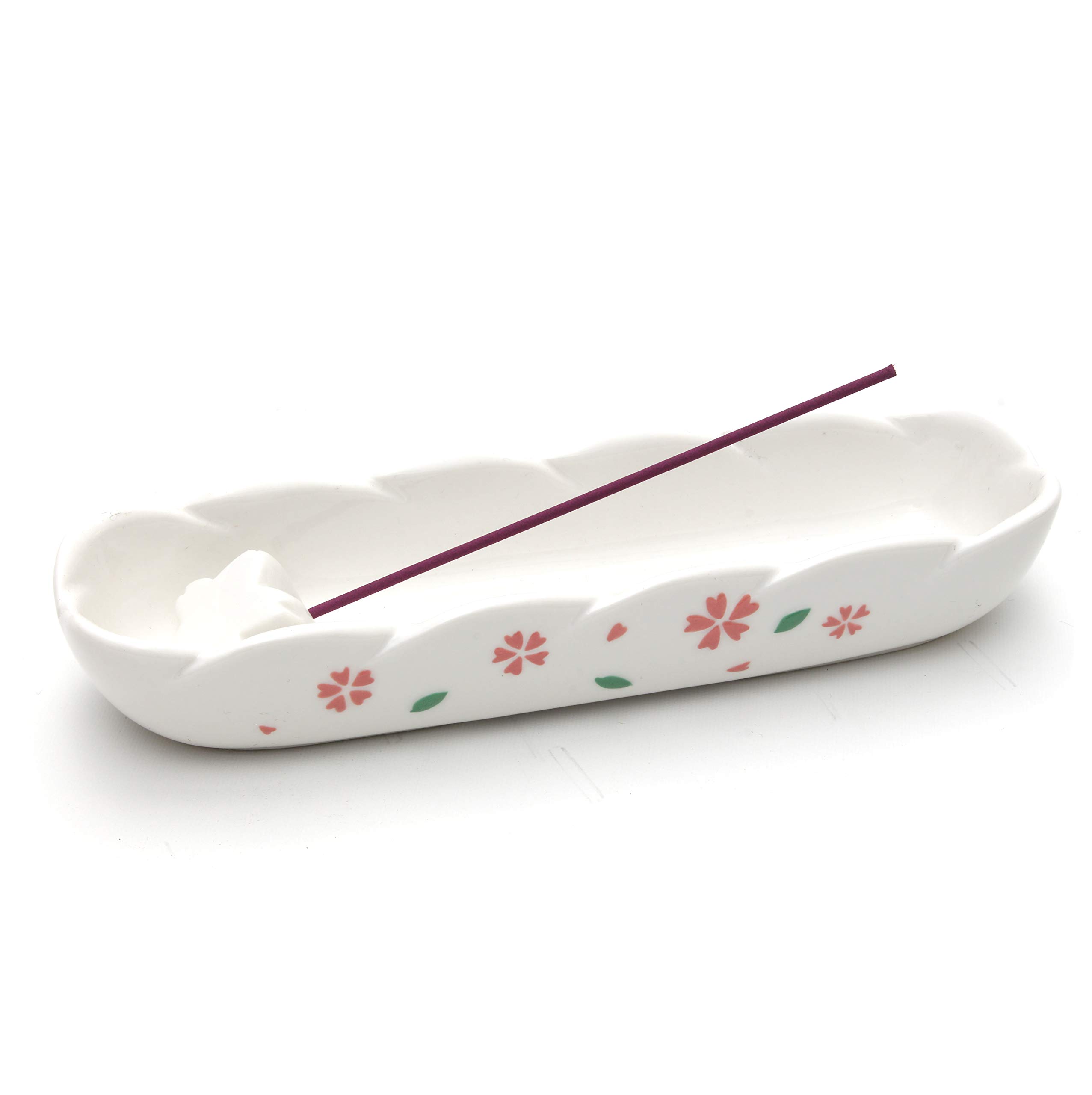 Ceramic Incense Burner, Horizontal Type, White, with Incense Holder, for Laying Incense Sticks, Aroma Burner