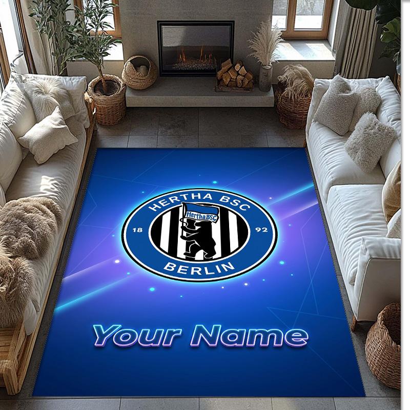 Hertha Bsc Printed Crystal Velvet Rug Non‑Slip Crystal Velvet Carpet For Sofa Bedroom Indoor Home Decoration