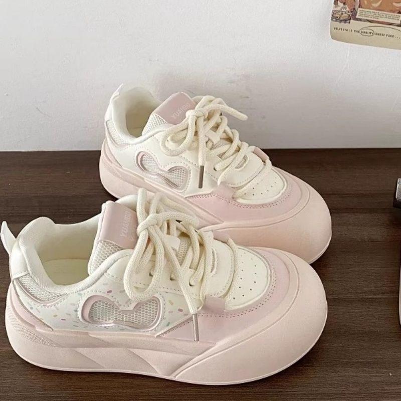 Mesh Platform White Shoes Women's Summer Breathable Board Shoes Student Big Head Sports Shoes Niche Bread Shoes