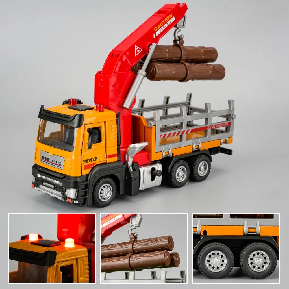 

1:32 Pneumatic Lift Logging Car Model Toy Alloy Diecast Cargo Transport Engineering Vehicle Models Sound Light Christmas Gifts