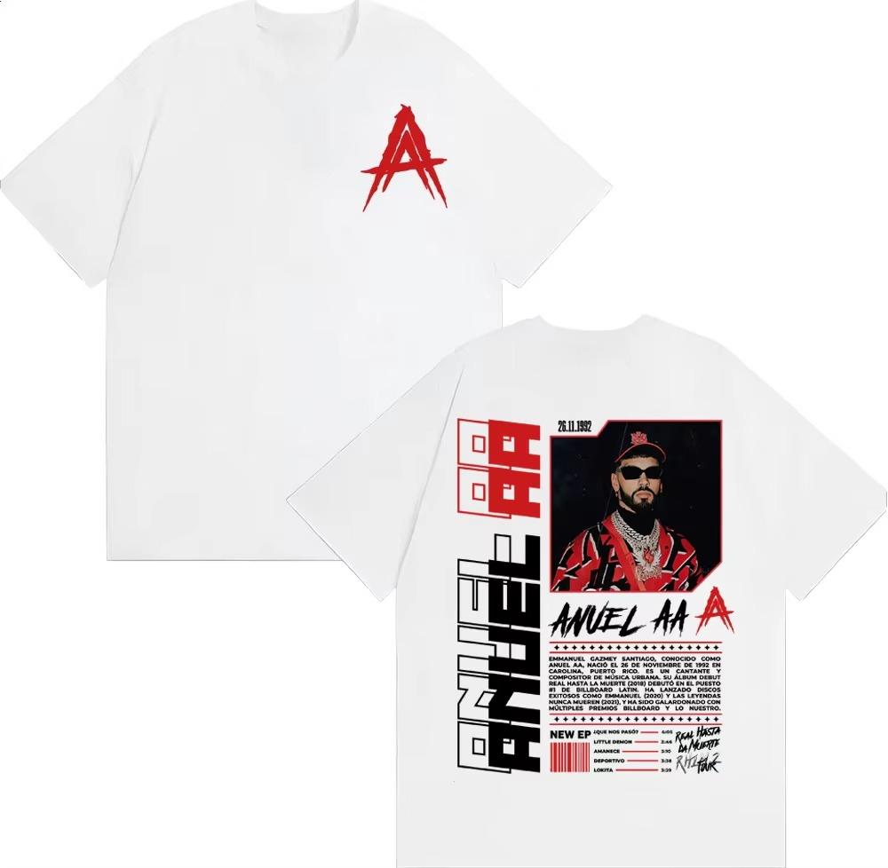 Summer 2025 Anuel AA Rhlm 2 Real Hasta La Muerte Photo Album Tshirt Mens Hiphop Retro Tshirt 100 Cotton Oversized Tshirt