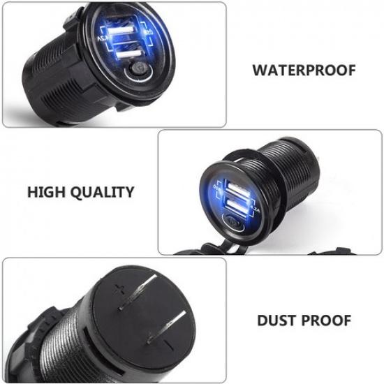 Dual USB Car Charger Dual USB Outlet Fast Charger Phone Charger with