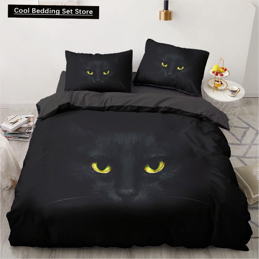 3D Cat King Queen Duvet Cover Lovely Grey White Kitty Bedding Set for Kids Teens Adults Scottish Fold Soft 2/3pcs Quilt Cover