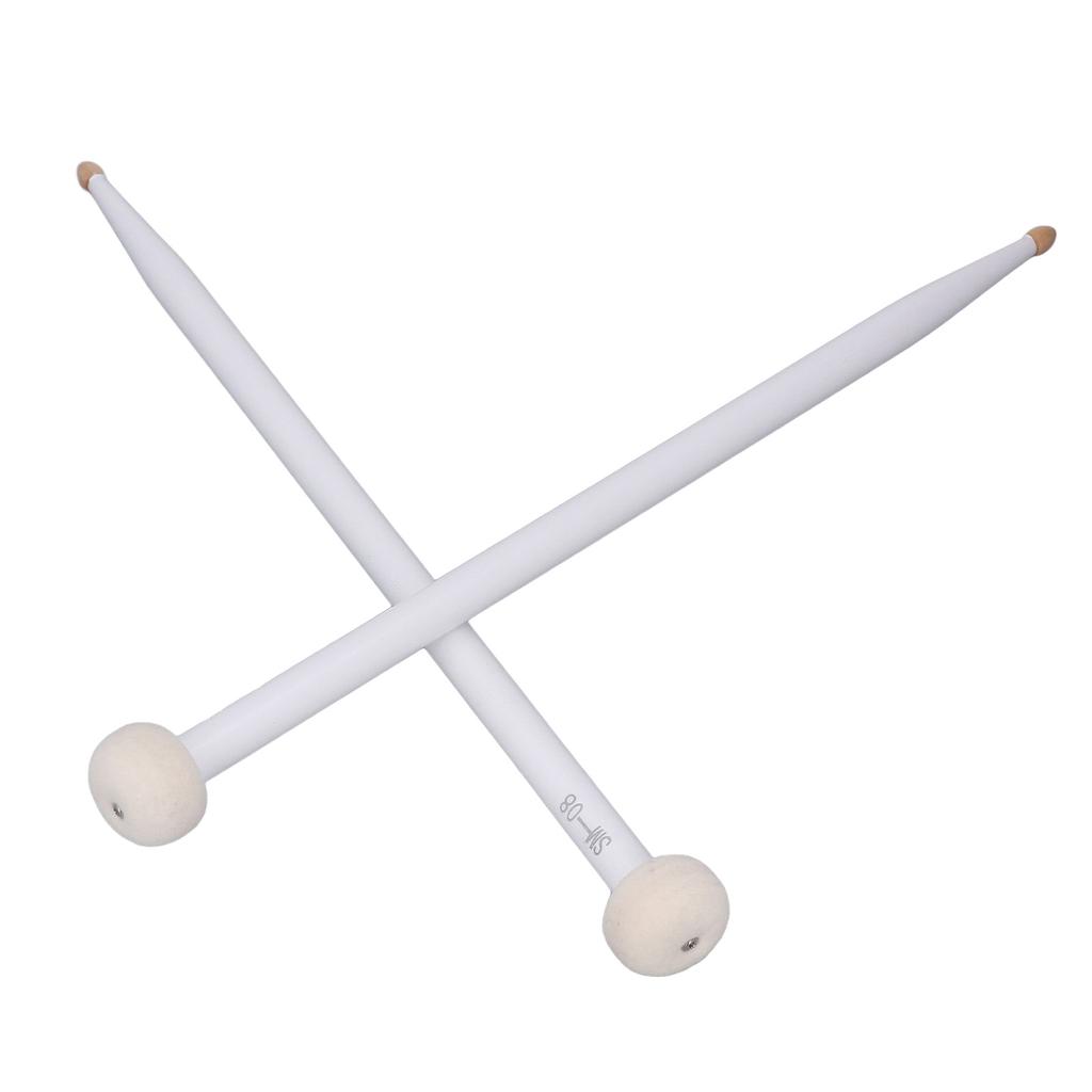 2 Stück Trommelschlägel Filzkopf Holzgriff Rutschfest Instrument Zubehör Set Kit zum Spielen Weiß