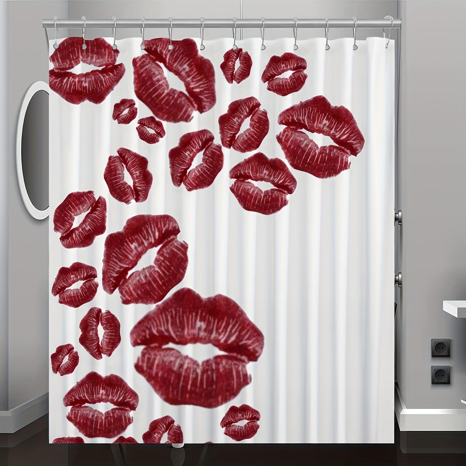 

Romantic Red Lip Shower Curtain - Digital Print, Home & Bathroom Decor, Machine Washable, Four Seasons Reversible Polyester 90X180cm