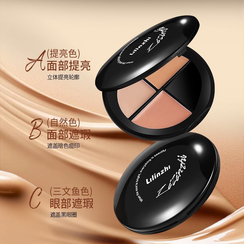 Three Color Concealer Cream Natural Hydrating Waterproof Brightening Contouring Face Makeup