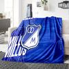 Blue And White Shield Millonarios Flannel Blanket, Soft Polyester, Modern Design, All-Season for Camping, Travel, Gifts for holidays or birthdays