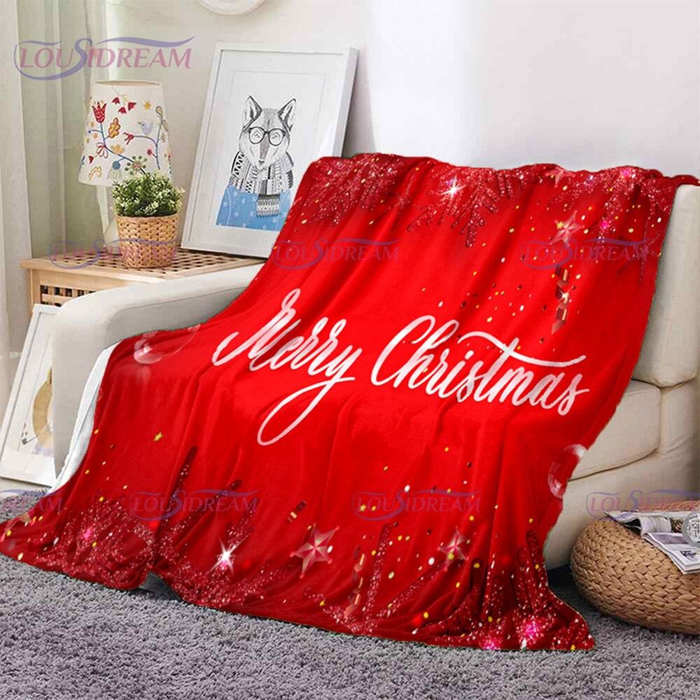 Merry Christmas Santa Claus Blanket Soft Flannel Throw Blanket for Home Bedroom Sofa Travel Office Snowflake Rest Cover Blanket