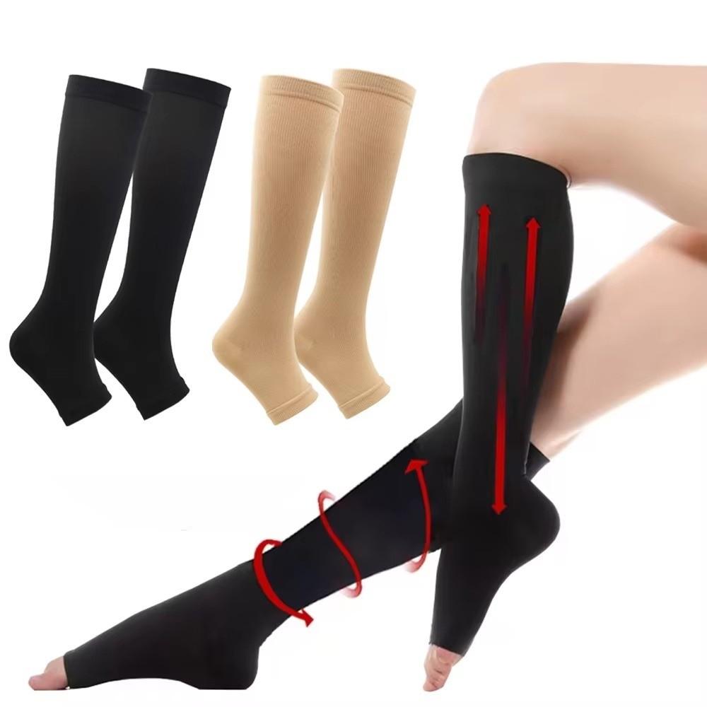 Cool Material Compression Stockings Open Toe Graduated Pressure Stockings  Swollen Legs Prevention