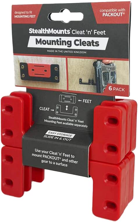 StealthMounts Cleat Feet Cleats Tool Box Storage System Mounts Anywhere Compatible with Milwaukee Packout 'n' (6 Pack) (Red)