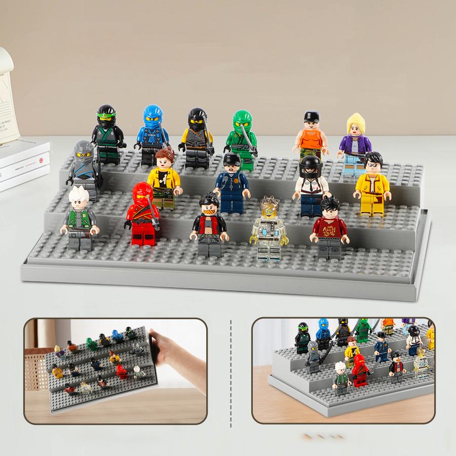 Dustproof Clear Acrylic Display Case with Wood Base Stackable Storage Box for Mini Action Figures Building Blocks Car Models Col