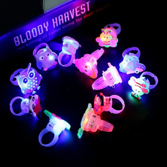 Cartoon Bear Flower Butterfly LED Ring Flashing Adjustable Kids Gift Party Decor
