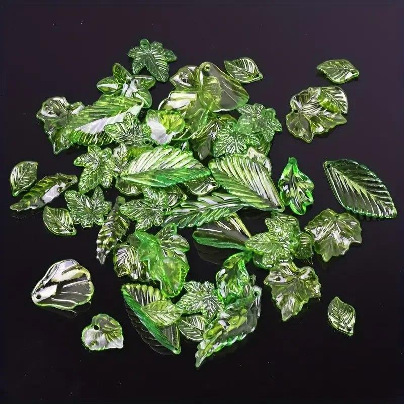 

Green Transparent Leaf Shape Acrylic Bead Pendant Loose Bead For DIY Jewelry Making Necklace Bracelet Charm Accessories
