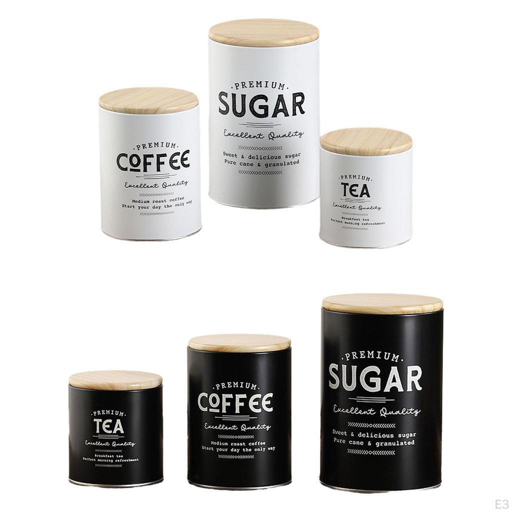 3 Canister Arrangement for Kitchen Counter Coffee Tea And Sugar Storage