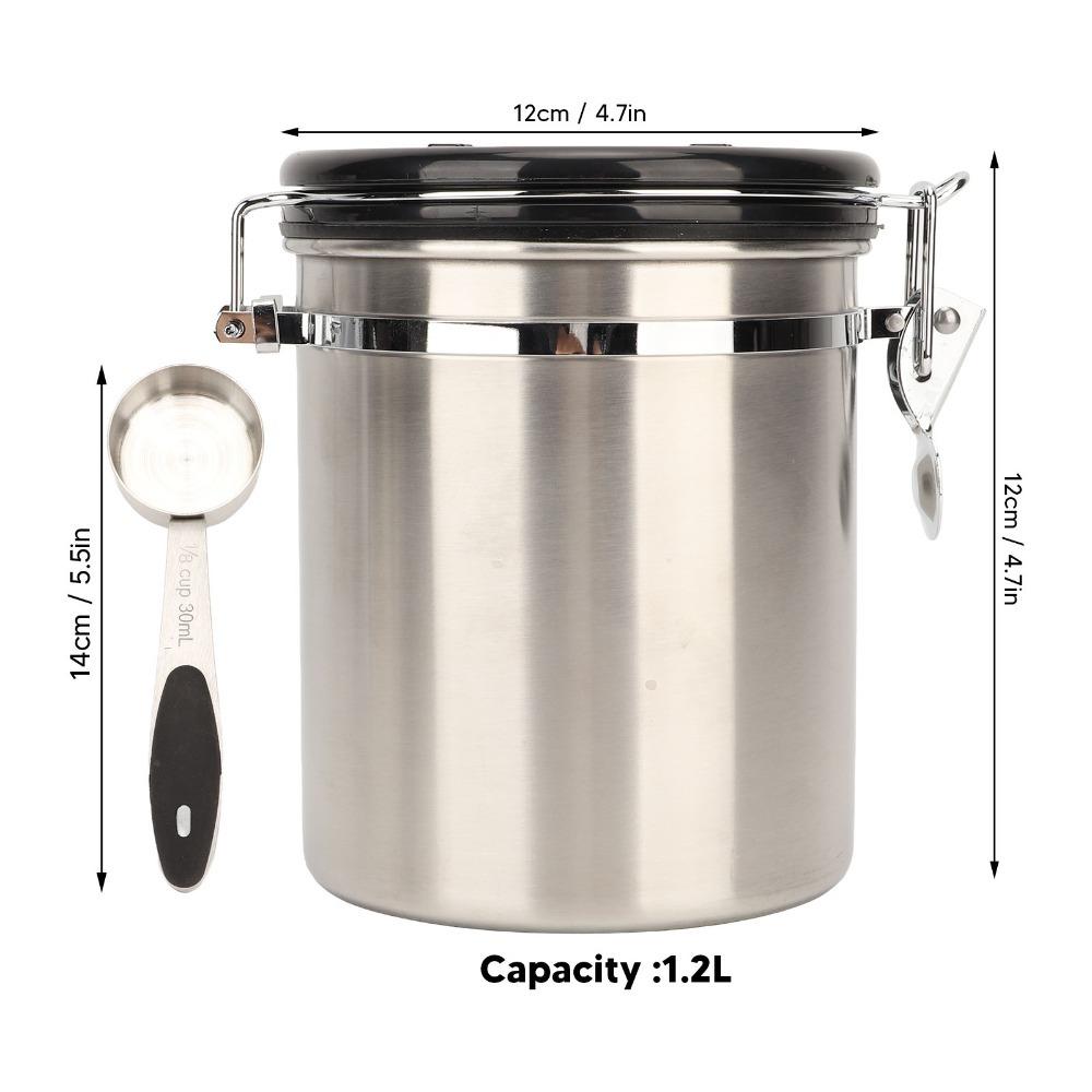 304 Stainless Steel Coffee Canister 1.2L / 1.5L / 1.8L Airtight Coffee Container  For Tea Leaves