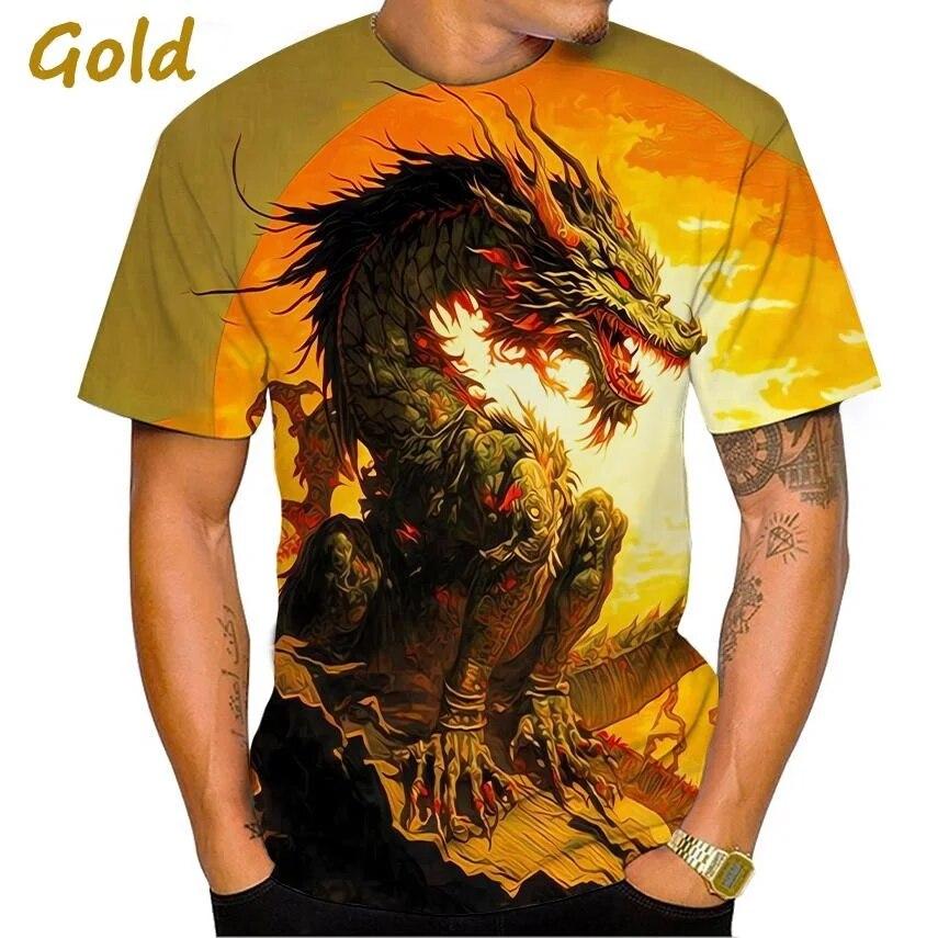 Cool Fashion Dragon 3D Printing T Shirt Casual Cartoon Anime Short Sleeve Tee
