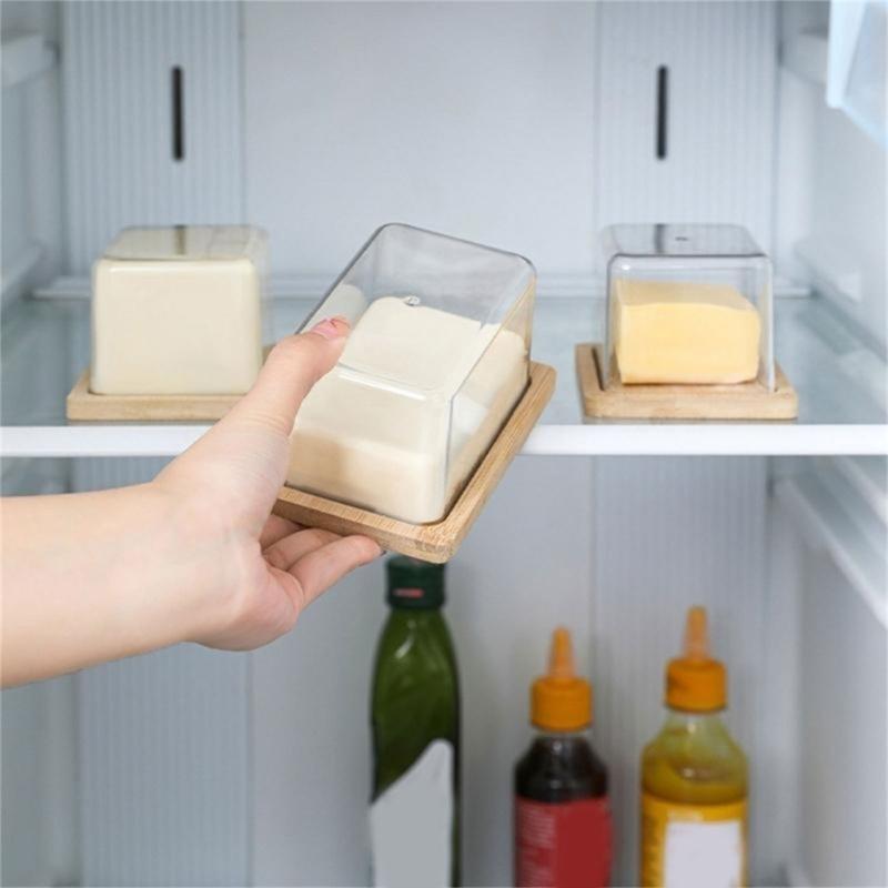 Butter Dish with Clear Lid Rectangular Cheese Storage Tray Countertop Butter Keeper Storage Container Easy To Use