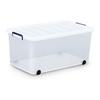 Storage Box, Costume Case, with Lid, Durable, Sturdy, Large, Carry, Width 44 X Depth 74 X Height 35 Cm, Navy, Clear