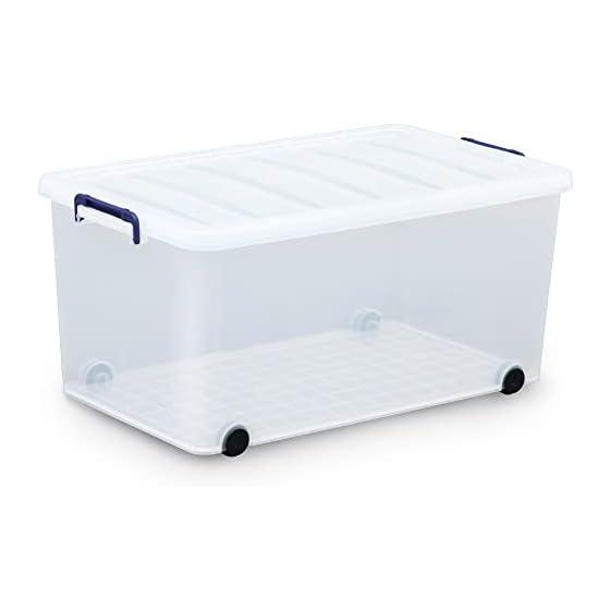 IRIS OHYAMA Storage Box, Costume Case, with Lid, Durable, Sturdy, Large, Carry, Width 44 X Depth 74 X Height 35 Cm, Navy, Clear