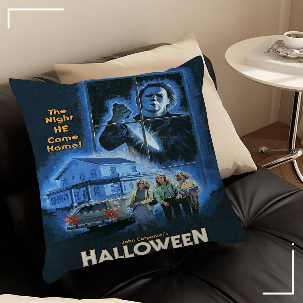 Horror Movie Characters Wall Art Michael Myers Halloween Pillow Cover Sofa Cushion Cover Home Room Decoration Children Gift