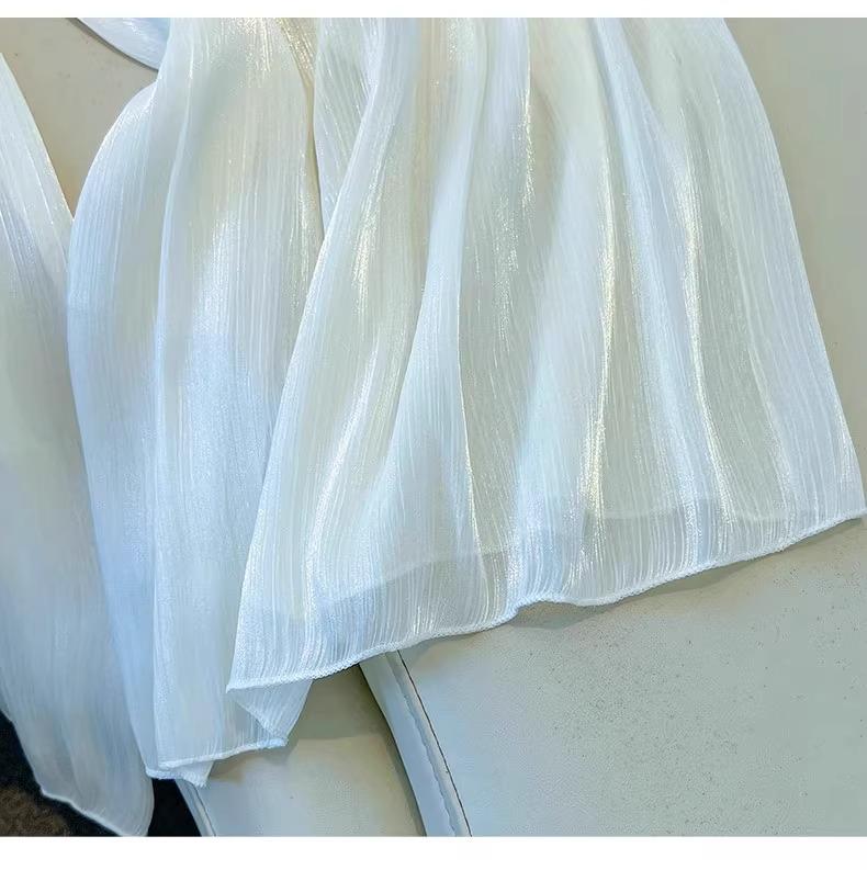 Iridescent Gauze Wide-Leg Skirt Pants for Women - 2025 Summer Fashion, Slimming, Drapey, and Versatile Casual Wear
