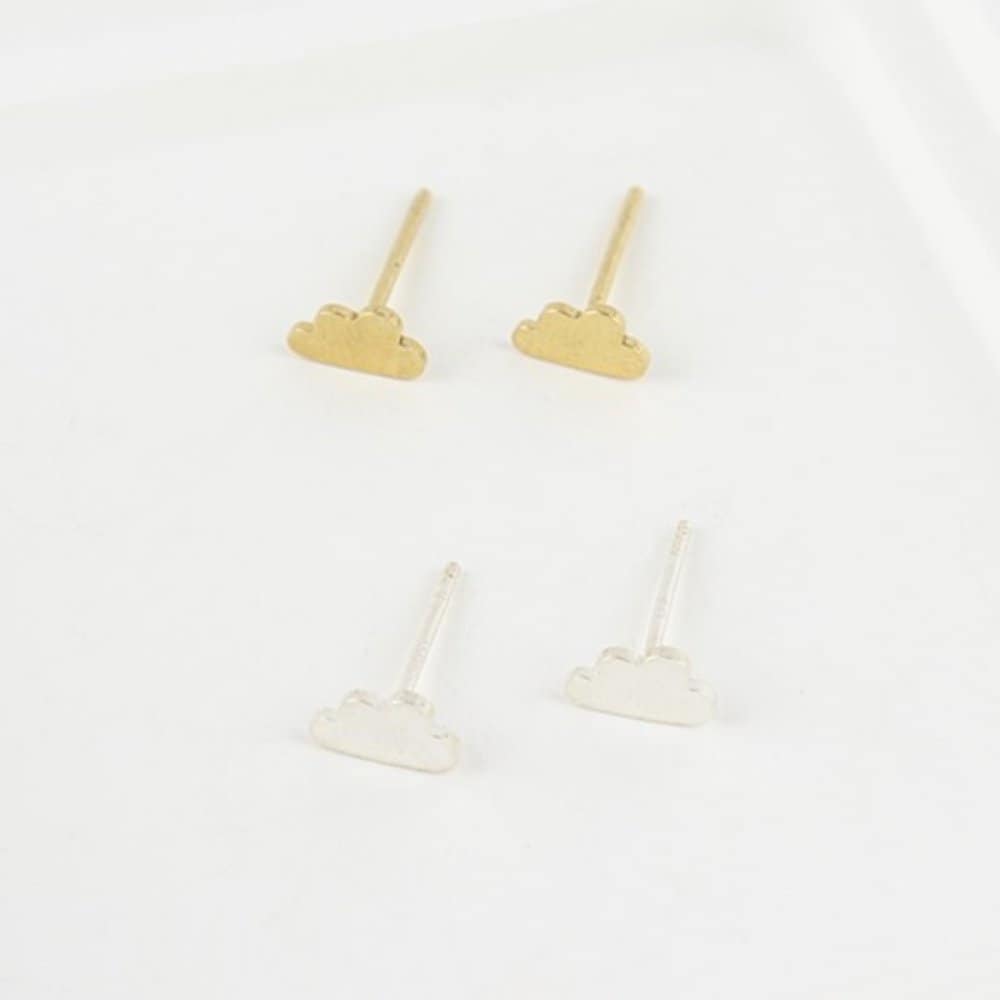 [Aslit] 925 Silver Cute Cloud Point Silver Pin Earrings