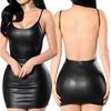 European & American Style Backless Patent Leather Jumpsuit - Sexy Homewear for Women
