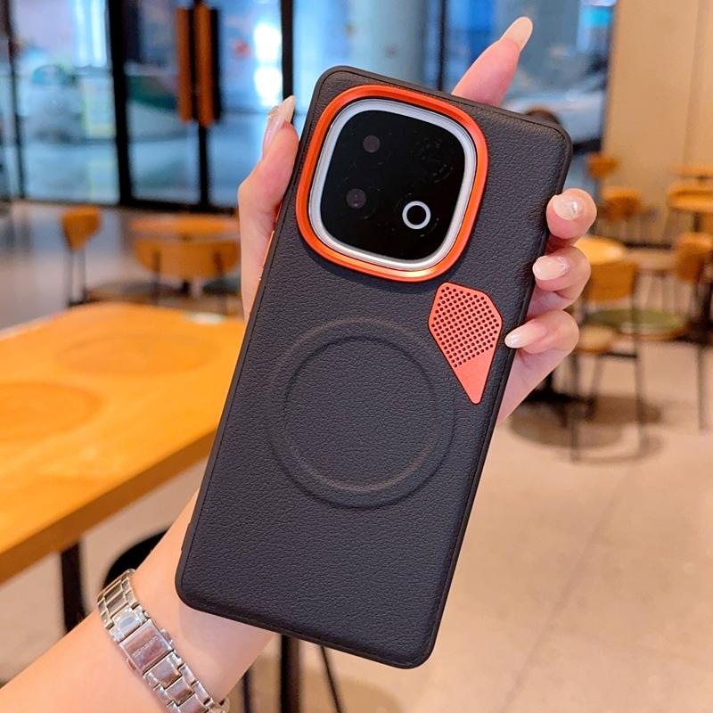 For VIVO IQOO Z10 Turbo Z10 Turbo Pro Large Hole Metal Lens Protective Ring Heat-Dissipating Magnetic Shockproof Phone Case