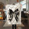1Pc Gorgeous Bow Print Flannel Blanket, High quality Comfortable for All Seasons, Home Decor, Warmth and Comfort, Perfect for Christmas Gifts W42