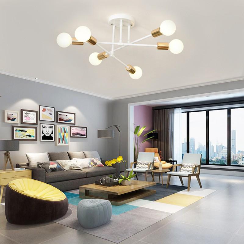 Nordic Industrial Style 6-Head Iron Ceiling Light for Bedroom, Study, or Restaurant