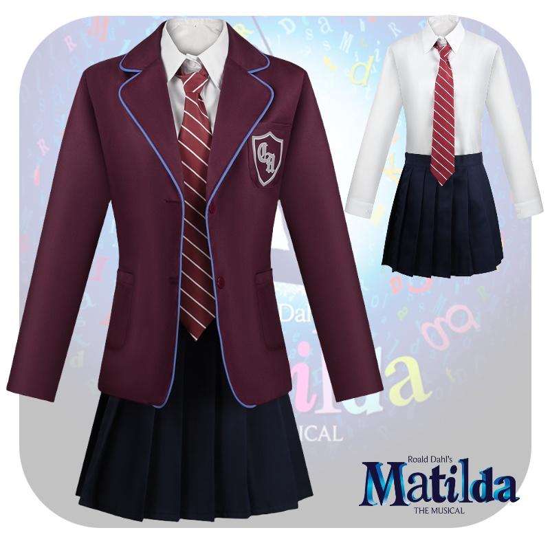 Cosplay Costume Matilda Purple School Uniform Dress Halloween Party Prop Gifts