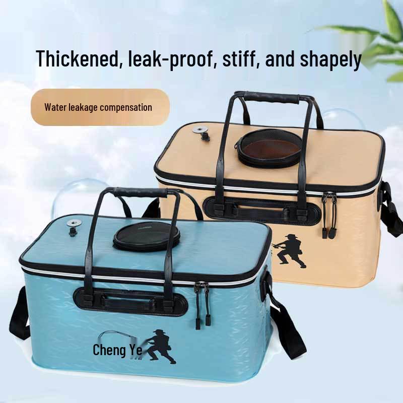 Woven Texture Multi-functional Folding Fishing Tackle Box & Live Fish Keeper Bucket