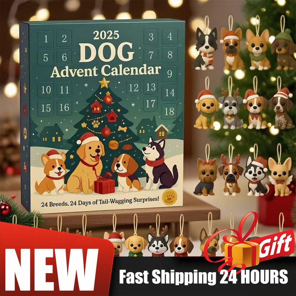 1/2Set Dog 24 Days Christmas Countdown Calendar Ornaments Christmas Advent Calendar Hanging Pendant Funny Gift for Dog Lovers