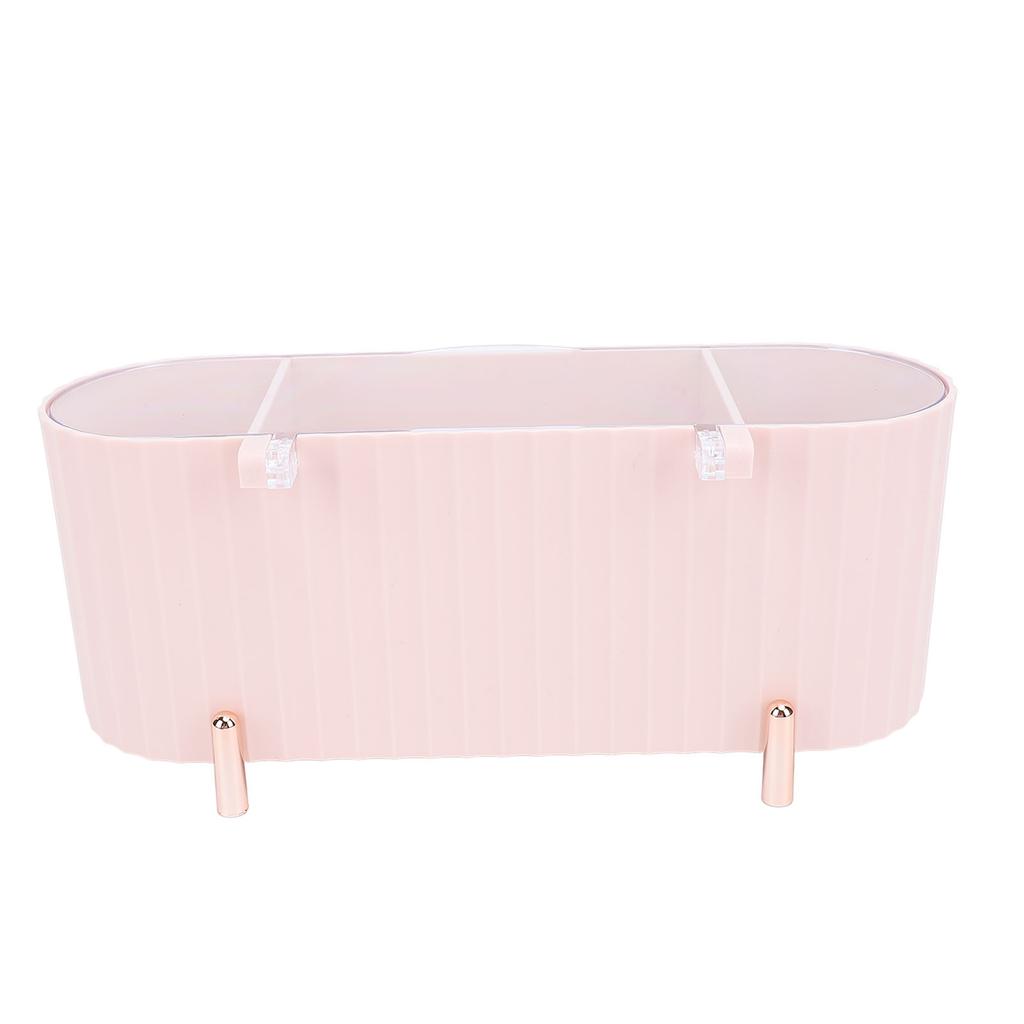 Pojemnik na waciki z dozownikiem i przezroczystą pokrywką, 3 przegródki, słoiki łazienkowe, wielofunkcyjny organizer na waciki kosmetyczne, waciki do uszu, okrągły, różowy