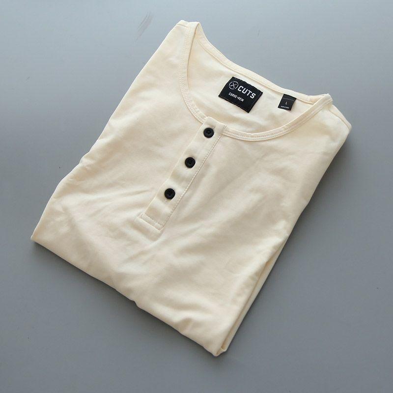 

Винтажная эластичная хлопковая базовая футболка Tough Guy с коротким рукавом Beige L [about 85.00kg]]