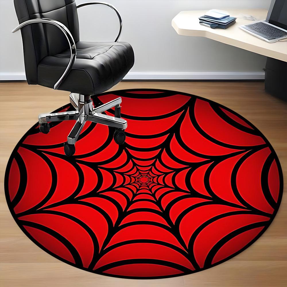 1 Stück Spinnennetz Büro Runder Teppich, Matte Geeignet Für Büro, Unter Bürostühlen Schlafzimmer Wohnzimmer Heimdekoration, Zimmer Deko