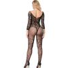 Stickerei Hollow Mesh Crotchless Frauen Bodystocking Sexy Durchsichtiger Body